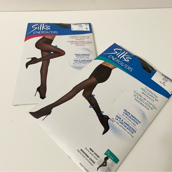 Energizers Black Control Top Hosiery Firm And Medium Support Pantyhose Size C - Picture 2 of 10